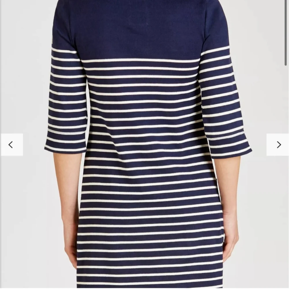 Joules Mariners Grade Navy Breton Striped Square Neck Dress Size 12 NWT